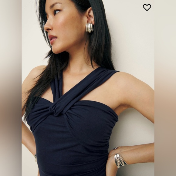 Reformation Xena Knit Dress, Navy, Size Large NWT - Picture 3 of 6